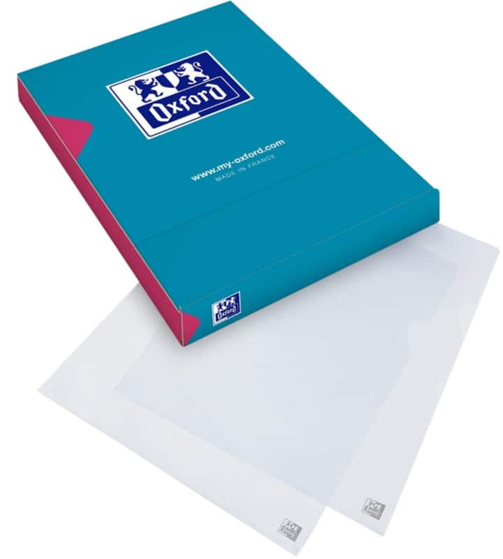 Pochette coin OXFORD A4 Transparent PP (Polypropylène) 130 microns 100 Unités