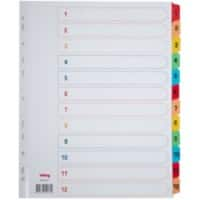 Intercalaires Office Depot 1 à 12 A4 extra large Blanc Assortiment 12 intercalaires Carton Rectangulaire 11 Perforations 6685164 12 Feuilles