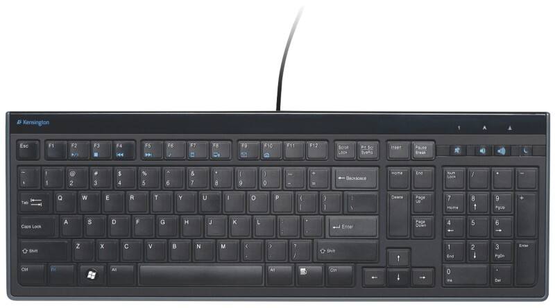 Clavier Kensington Advance Fit K72357DE  Full-Size Ultra plat Filaire 2 m USB-A QWERTY Noir
