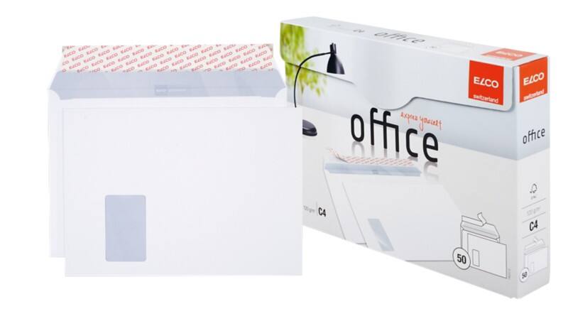 Enveloppes Elco Office Avec fenêtre C4 324 (l) x 229 (h) mm Bande adhésive Blanc 120 g/m² 50 Unités