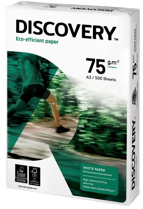 Papier imprimante Eco-efficient A3 Discovery Blanc 75 g/m² Lisse 500 Feuilles