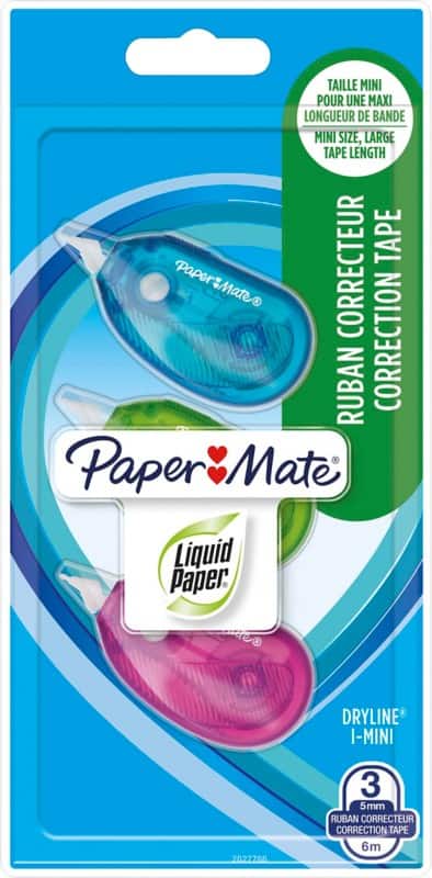 Ruban correcteur Papermate 6 m 3 Unités