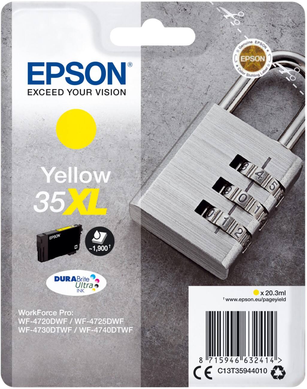 Cartouche jet d'encre Epson 35XL D'origine C13T35944010 Jaune