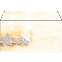 Enveloppes Sigel Glitter Stars 90 g/m² 11 x 22 cm Argenté, beige 50 Unités