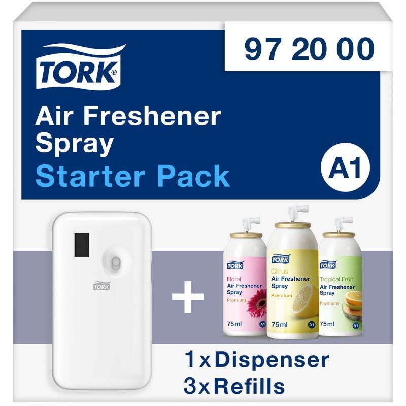 Distributeur pour aérosol désodorisant Tork Starterpack A1 Assortiment