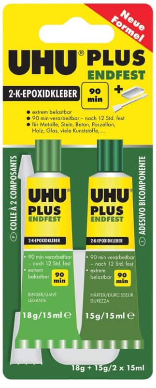 Colle liquide UHU Plus Permanente Liquide Transparent 45670 30 g 2 Unités de 15 ml