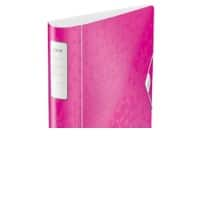 Classeur à levier Leitz 180° Active WOW A4 82 mm Rose 2 anneaux 1106 Polyfoam Portrait Recyclé 60%