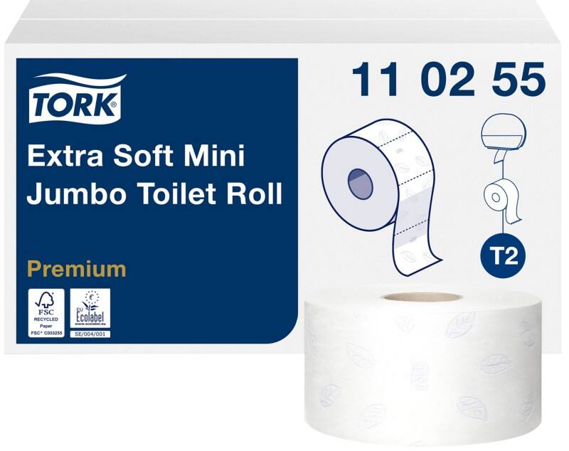 Papier toilette Tork T2 Premium 3 épaisseurs 110255 12 Rouleaux de 600 Feuilles