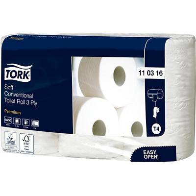Papier toilette Premium Tork T4 3 épaisseurs 110316 72 Rouleaux de 250 Feuilles