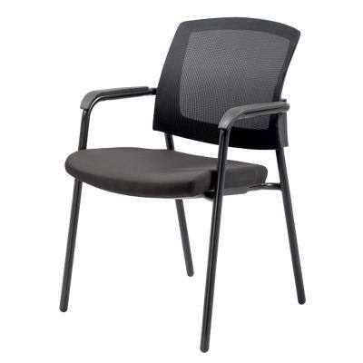 Chaise empilable Realspace Sutton Filet, Tissu Fixe avec accoudoirs Noir 580 x 450 x 850 mm