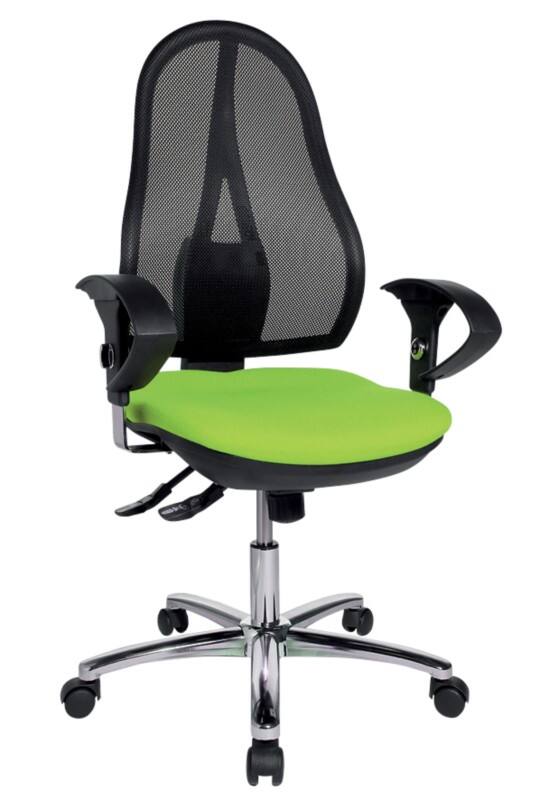 Siège de bureau Open Point SY Deluxe TOPSTAR Mécanisme synchrone Filet, Tissu Accoudoirs 2D Noir, vert 110 kg