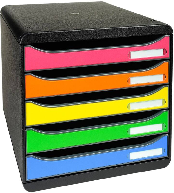Module à tiroirs Exacompta Big Box Plus Classic PS (Polystyrène) Multicolore, noir 5 Tiroirs 27,8 x 34,7 x 27,1 cm A4+