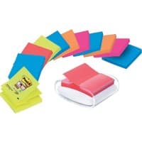 Notes adhésives + dévidoir Post-it Super Sticky Pro Blanc avec Z-Notes 76 x 76 mm Assortiment 12 Blocs de 90 Feuilles