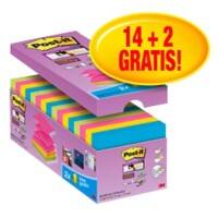Z-Notes Post-it Super Sticky 76&nbsp;mm&nbsp;x&nbsp;76&nbsp;mm Assortiment 90 Feuilles Pack avantage 14 blocs + 2 GRATUITS