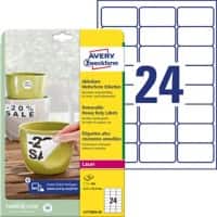 Étiquettes repositionnables Avery L4773REV-20 Blanc 63,5 x 33,9 mm Rectangulaire 20 feuilles de 24 étiquettes