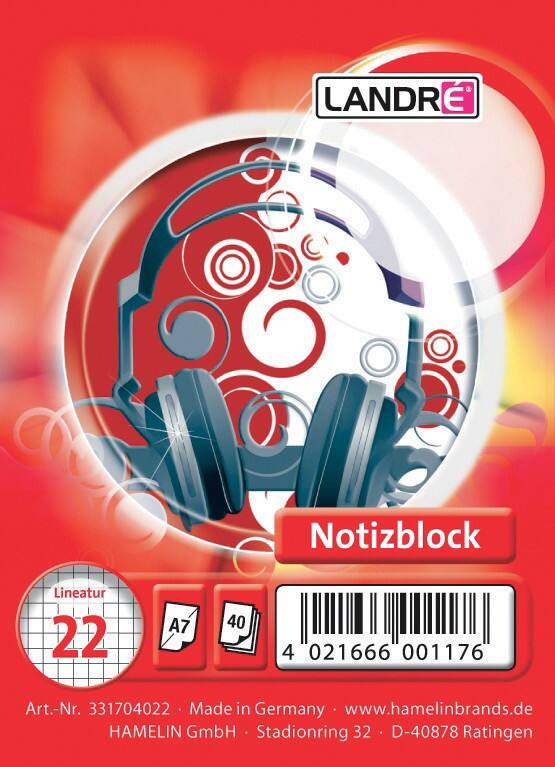 Bloc-notes LANDRÉ A7 Ligné Reliure en spirale Carte Rouge  80 Pages
