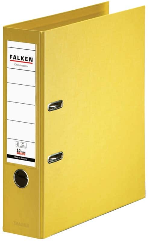 Classeur à levier Falken Large Chromocolor A4 80 mm Jaune 2 Anneaux 11285517 Plastique