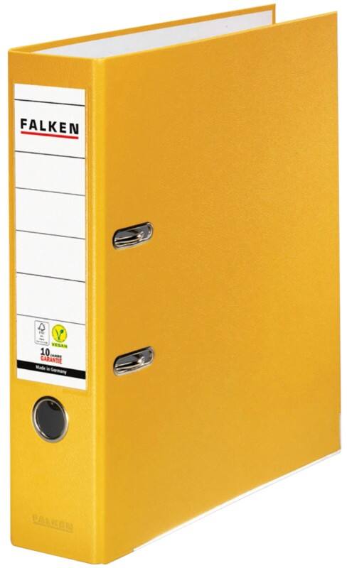 Classeur à levier Falken Large PP-Color A4 80 mm Jaune 2 Anneaux Plastique