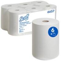 Essuie-mains Scott Slimroll Rouleau Blanc 1 épaisseur 6657 6 Rouleaux de 165 m