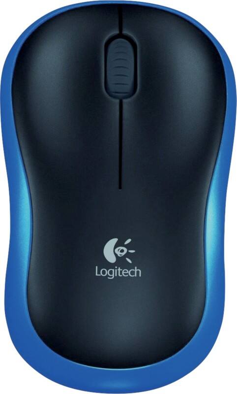 Souris sans fil Logitech M185 Sans fil Bleu, noir Adapté pour les gauchers