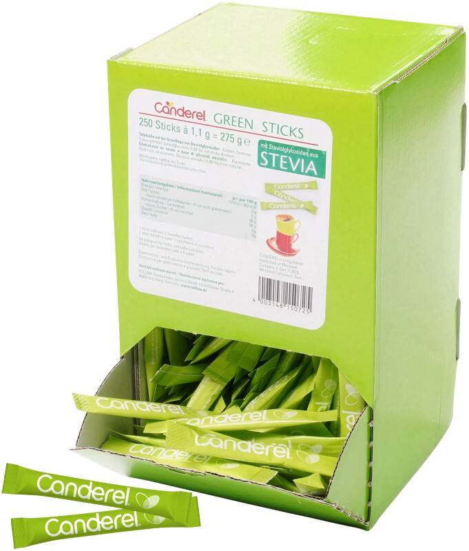 Sticks édulcorant Canderel Green Stevia 250 Unités de 1.3 g