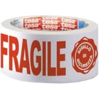 Ruban d'emballage tesa FRAGILE Blanc, rouge 50 mm (l) x 66 m (L)