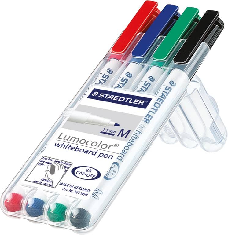 Marqueur pour tableau blanc STAEDTLER Lumocolor Assortiment Moyen Ogive, Fin - 4 Unités