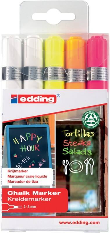 Marqueur craie edding 4090 Ogive Assortiment 5 Unités
