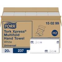 Essuie-mains Tork Universal 100% Recyclé H2 Pliage en M Blanc 2 épaisseurs 150299 20 Unités de 237 Feuilles