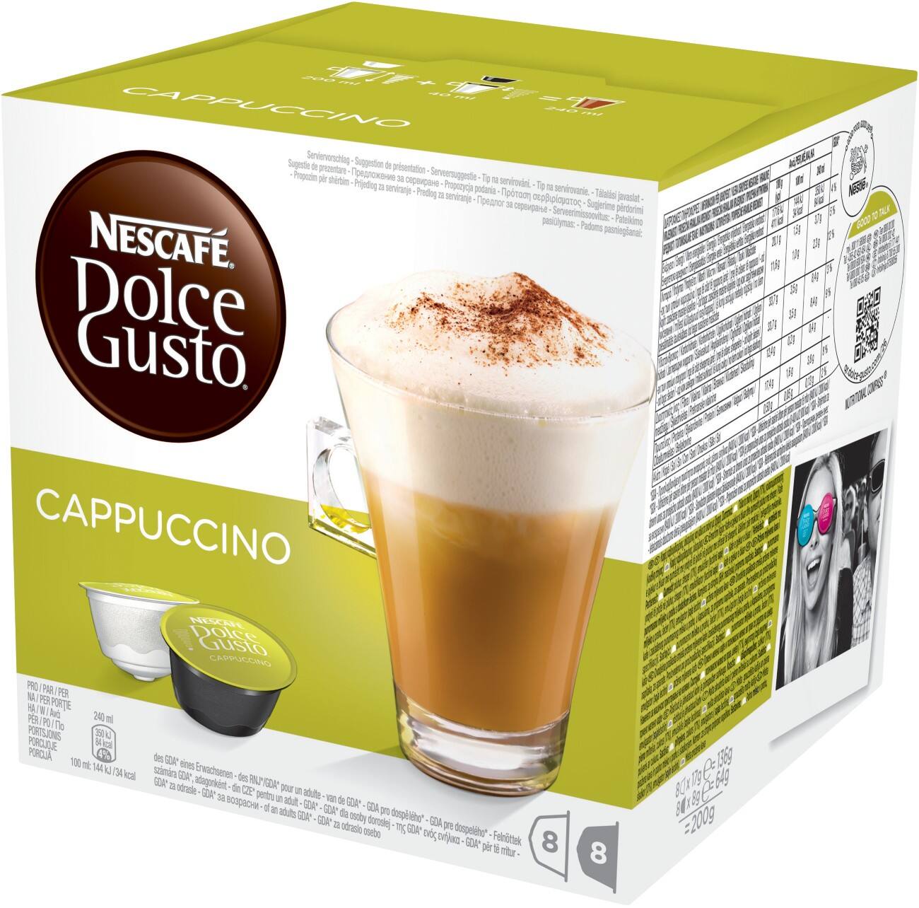 Capsules de café Dolce Gusto Cappuccino Nescafé 8 Unités de 25 g