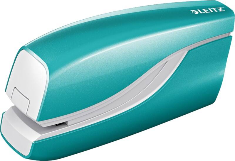 Agrafeuse électrique Leitz WOW NeXXt 5566 demi bande bleu glacé 10 feuilles E1 métal, plastique