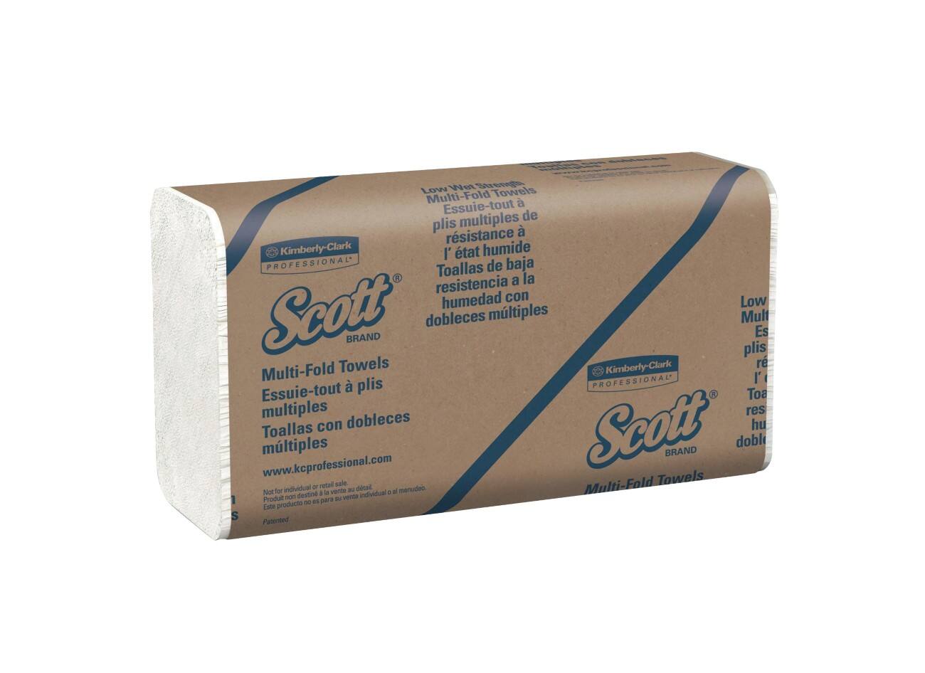 Essuie-mains Scott Multifold 1 épaisseur Pliage en Z Blanc 16 Paquets de 250 Feuilles