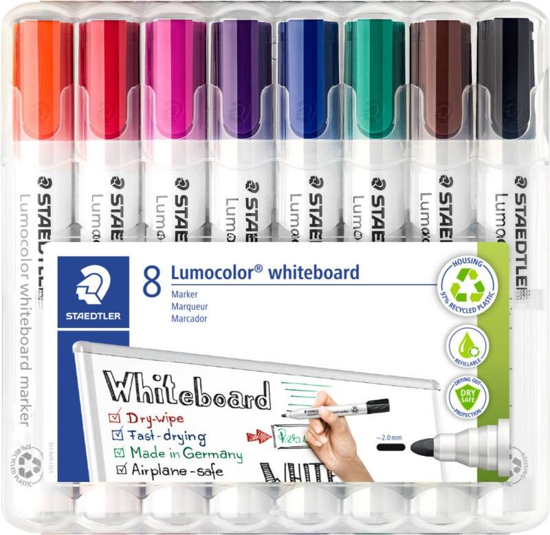 Marqueur pour tableau blanc STAEDTLER Lumocolor 351 Effaçable à sec Assortiment 8 unités