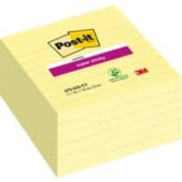 Notes Super Sticky Post-it 101 x 101 mm Jaune canari Carré Ligné 6 Blocs de 90 Feuilles