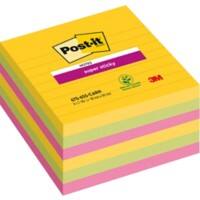 Notes Super Sticky Post-it 101 x101mm Assortiment Carré Ligné 6 Blocs de 90 Feuilles