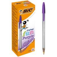Stylo-bille BIC Cristal Fun Violet 0,6 mm Large Bille 20 Unités
