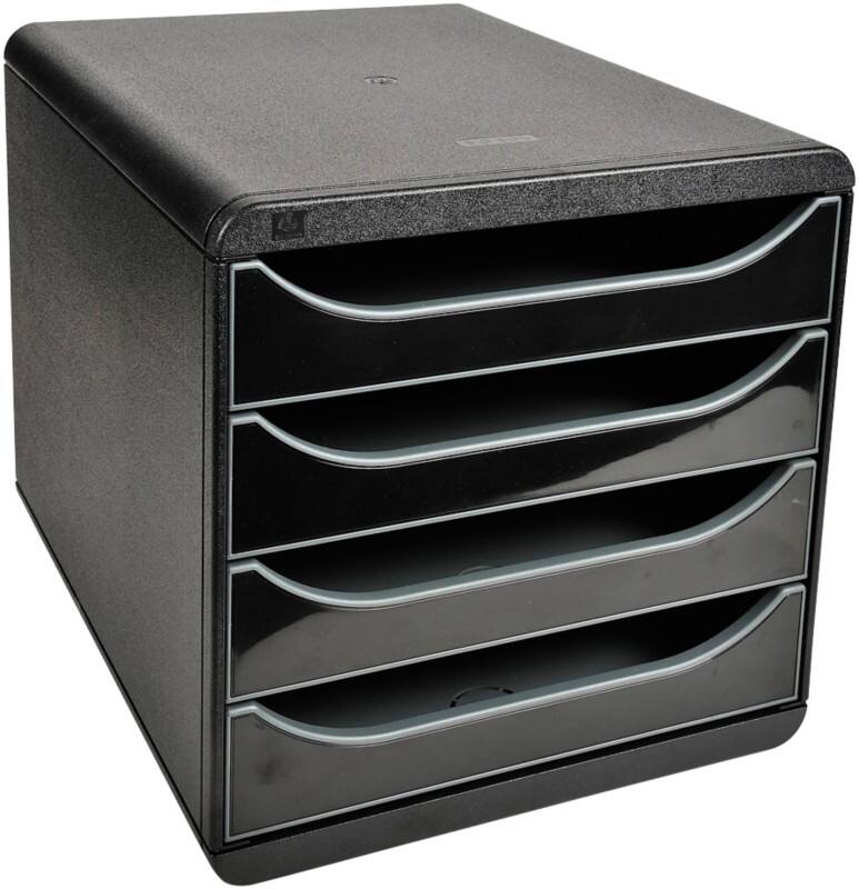 Module à tiroirs Exacompta PS (Polystyrène) Gris, noir 4 Tiroirs 26,7 x 34,7 x 27,8 cm A4