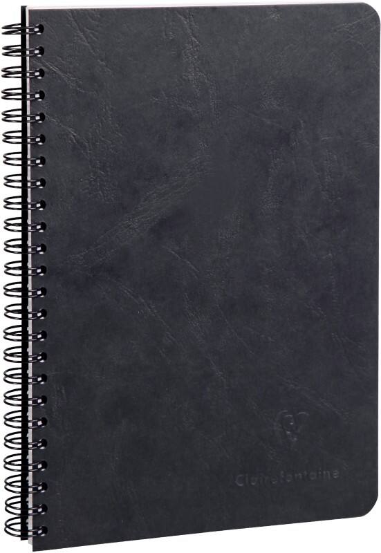 Cahier à spirales Clairefontaine Agebag A5 Noir Couverture en carte lustrée Quadrillé Reliure en spirale 50 feuilles