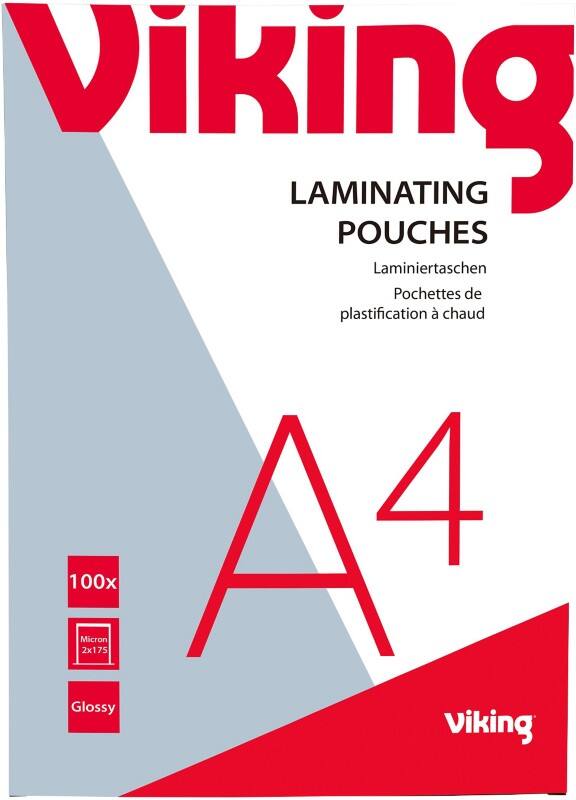 Pochettes de plastification Viking A4 Brillant 175 microns (2 x 175) Transparent 100 Unités