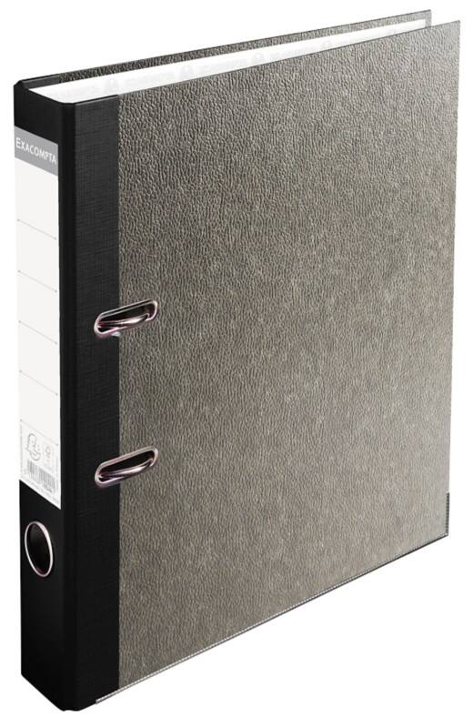 Classeur à levier Exacompta Étroit Prem Touch A4 50 mm Gris, noir 2 Anneaux Carton Effet Marbre Portrait