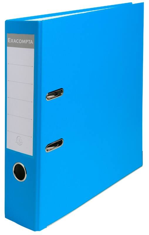 Classeur à levier Exacompta Large Maxi A4 75 mm Bleu clair 2 Anneaux 918412B Plastique Lisse Portrait