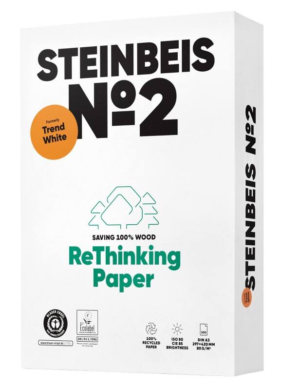 Papier imprimante Steinbeis Trend No.2 A3 100% Recyclé 80 g/m² Lisse Blanc 500 Feuilles