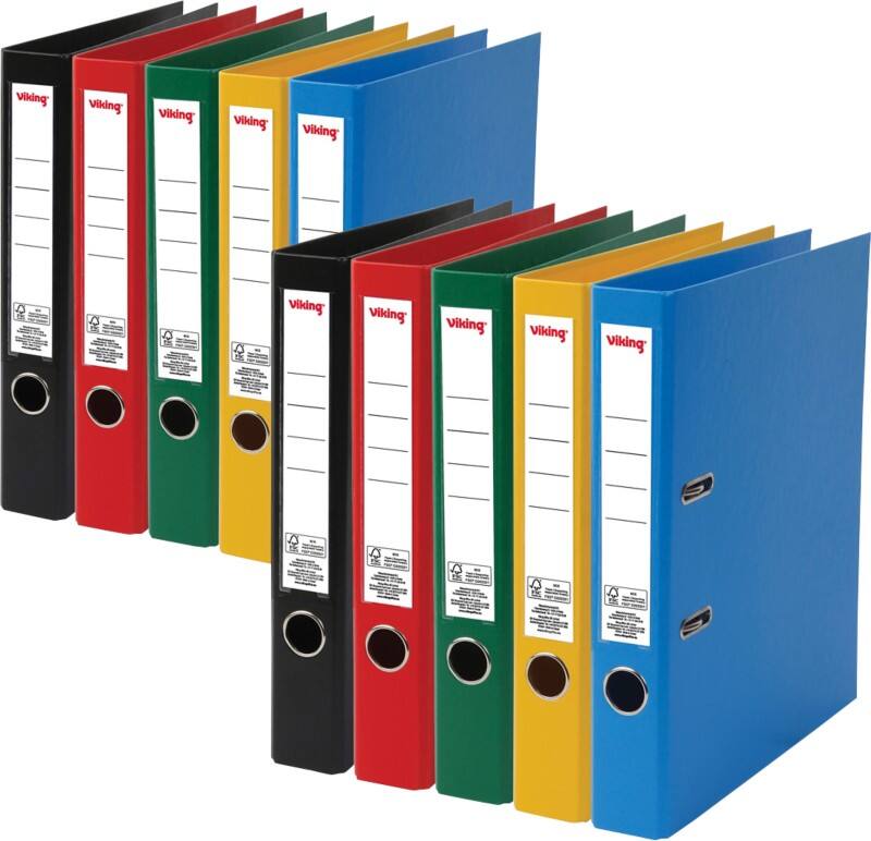 Classeur à levier Viking Étroit A4 50 mm Assortiment 2 Anneaux Plastique Mat Portrait  10 Unités