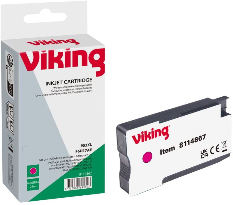 Cartouche jet d'encre Viking 953XL Compatible HP F6U17AE Magenta