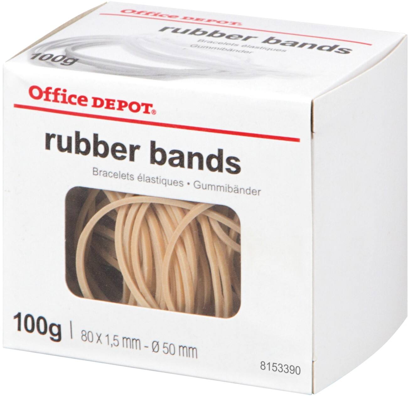 Élastiques en caoutchouc Office Depot 80 x 1,5 mm 80 mm Beige 100 g