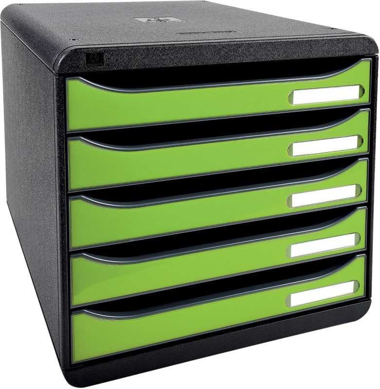 Module de classement Exacompta PS (Polystyrène) Noir, vert 5 Tiroirs 27,8 x 34,7 x 27,1 cm A4
