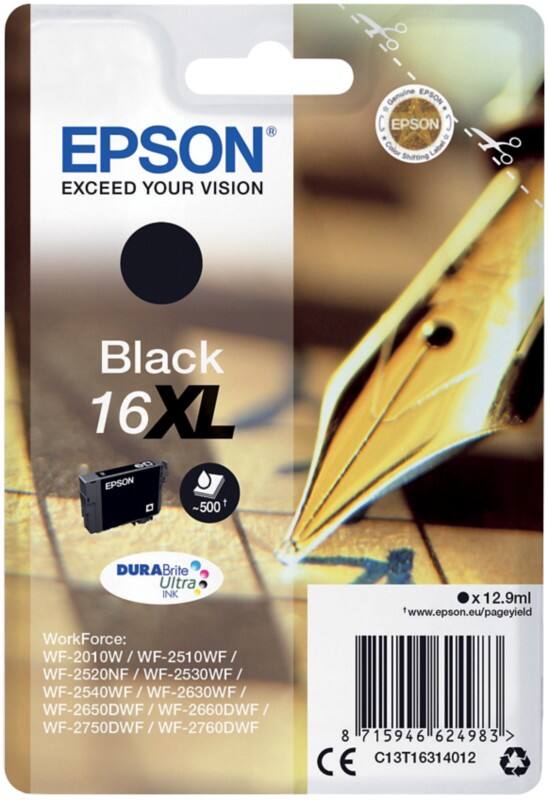 Cartouche jet d'encre Epson 16XL D'origine C13T16314012 Noir