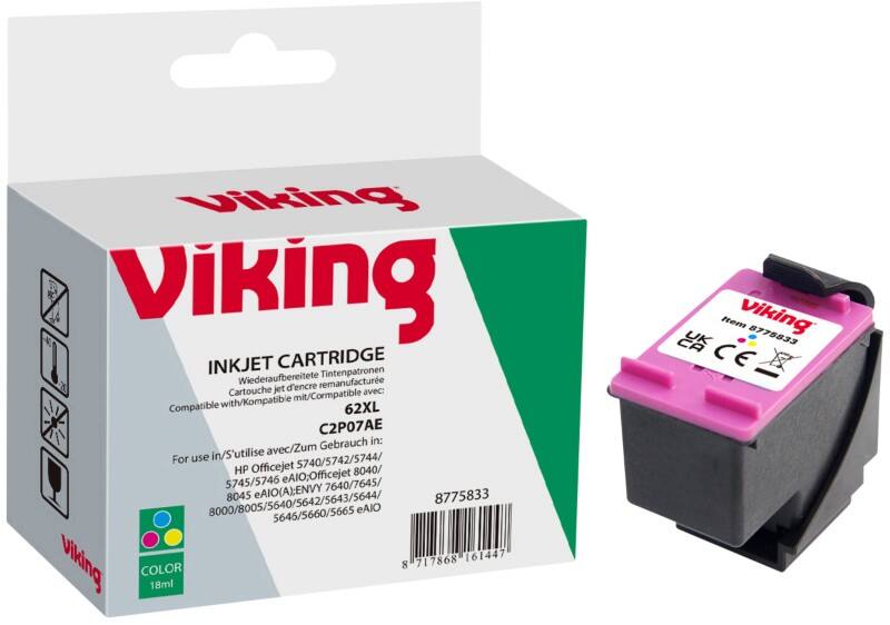 Cartouche jet d'encre Viking 62XL Compatible HP C2P07AE Cyan, magenta, jaune