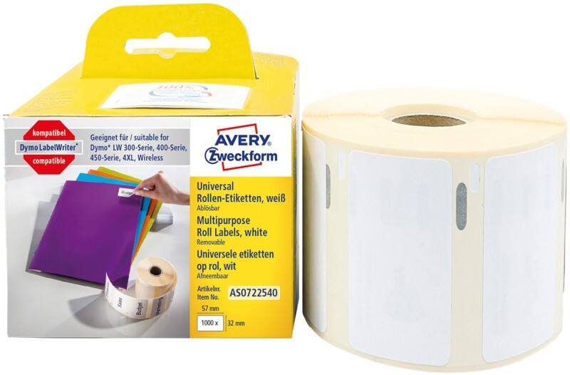 Étiquettes multifonctions Avery LW S0722540 / 11354 Dymo Compatibles Autocollantes Blanc 32 x 57 mm