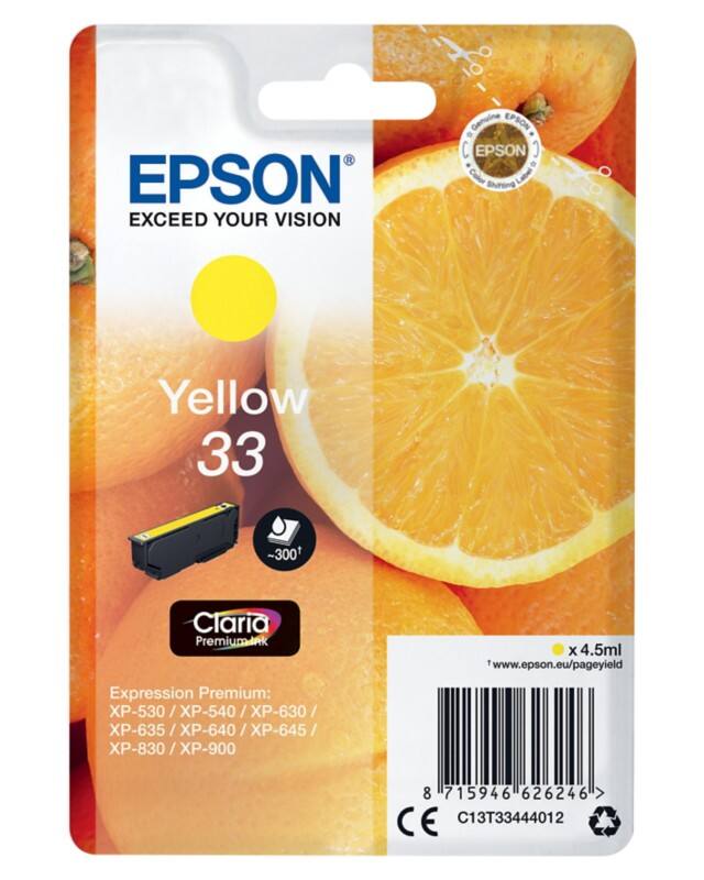 Cartouche jet d'encre Epson 33 D'origine C13T33444012 Jaune
